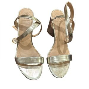 Tory Burch Metallic Gold Strappy Dress Heels